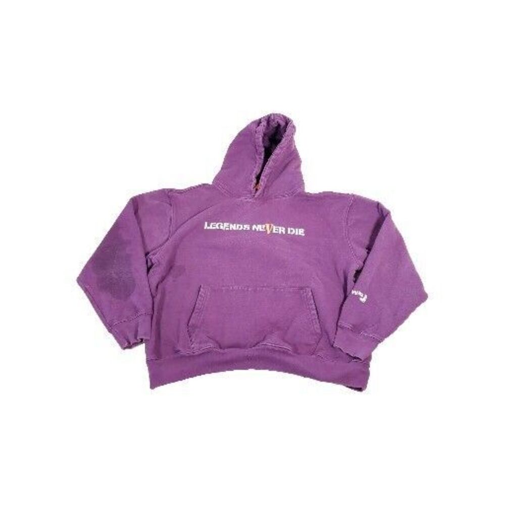 Purple Vlone X Juice Wrld 999 Hoodie with 'Legends NeVer Die' Text